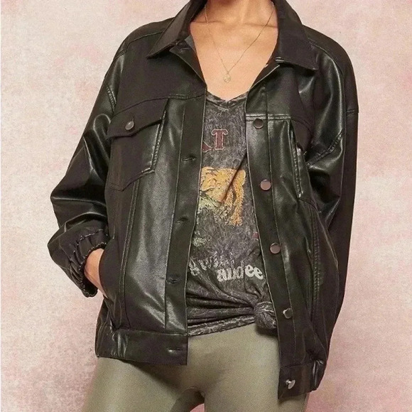 Black faux leather jacket - Picture 4 of 6